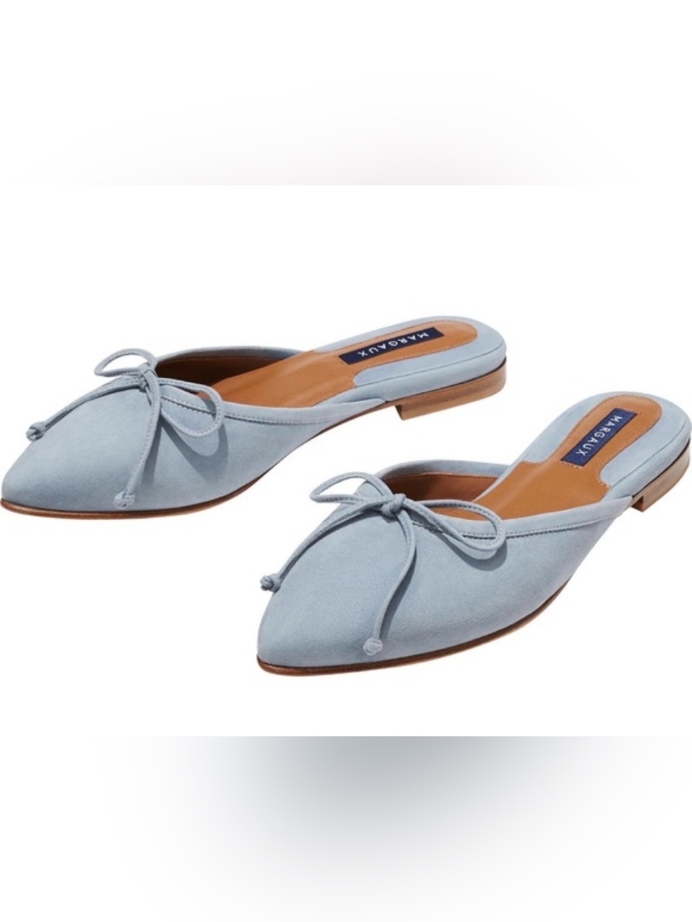 Margaux The Ballet Mule French Blue Suede Pointed Toe Flats EU 38.5 US 8